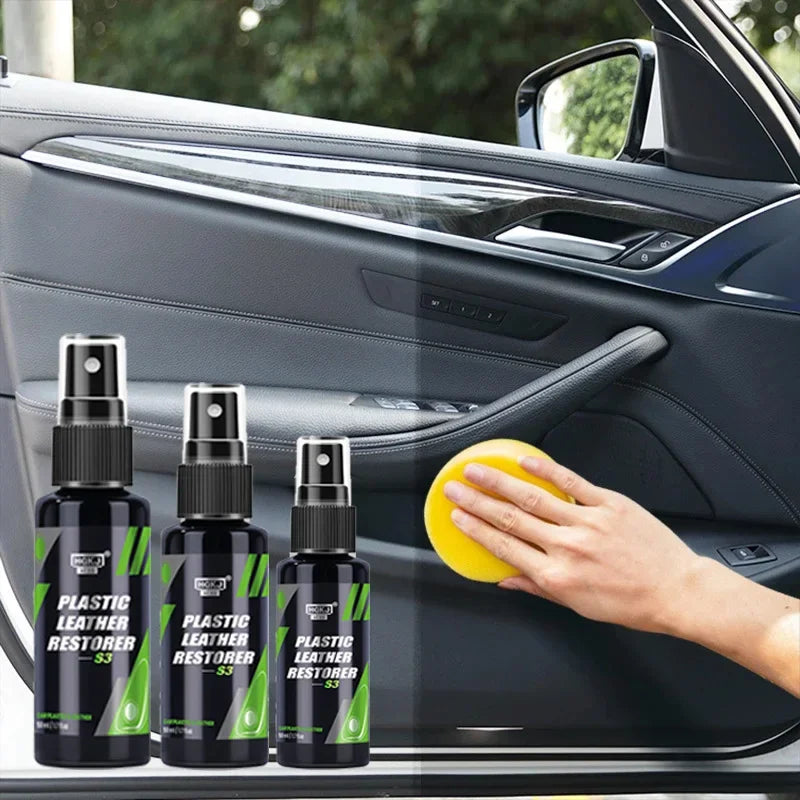 Car Plastic Leather Restorer Spray Polish Cleaner Coating Agent Back to Black More Gloss Car Cleaning Products S3