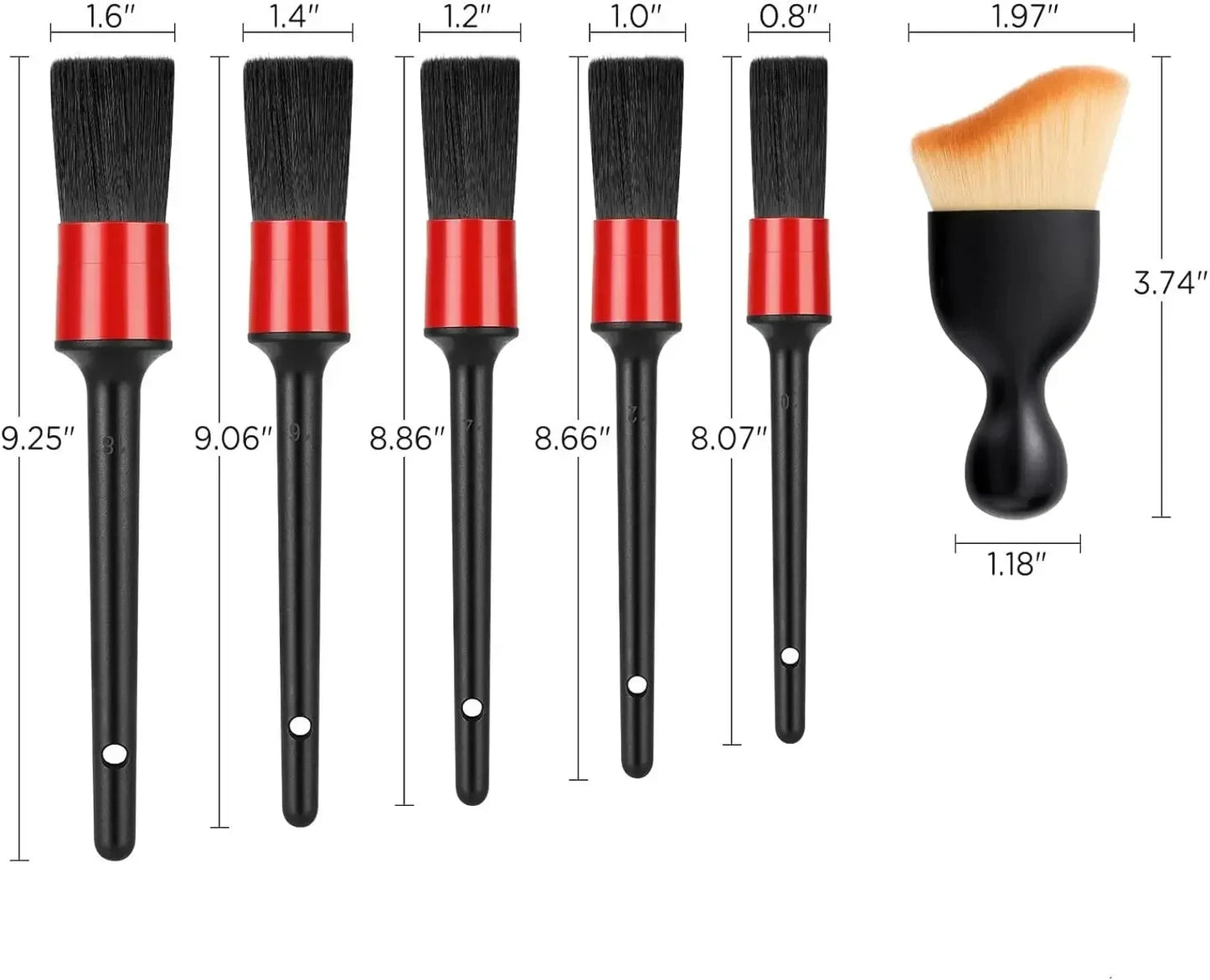 6Pcs Cleaning Brush Kit Automotive Brushes Car Interior Dashboards Vents Detailing Brush Set Wheel Rims Clean Brush Accessories