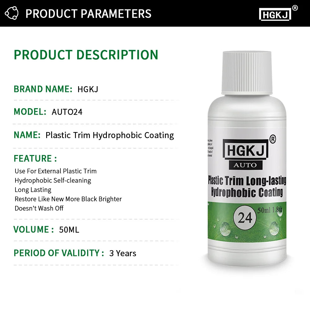 Car Plastic Restorer Back to Black Gloss Auto Rubber Plastic Polish Restorer Coating Renovator Car Cleaning Detailing  24
