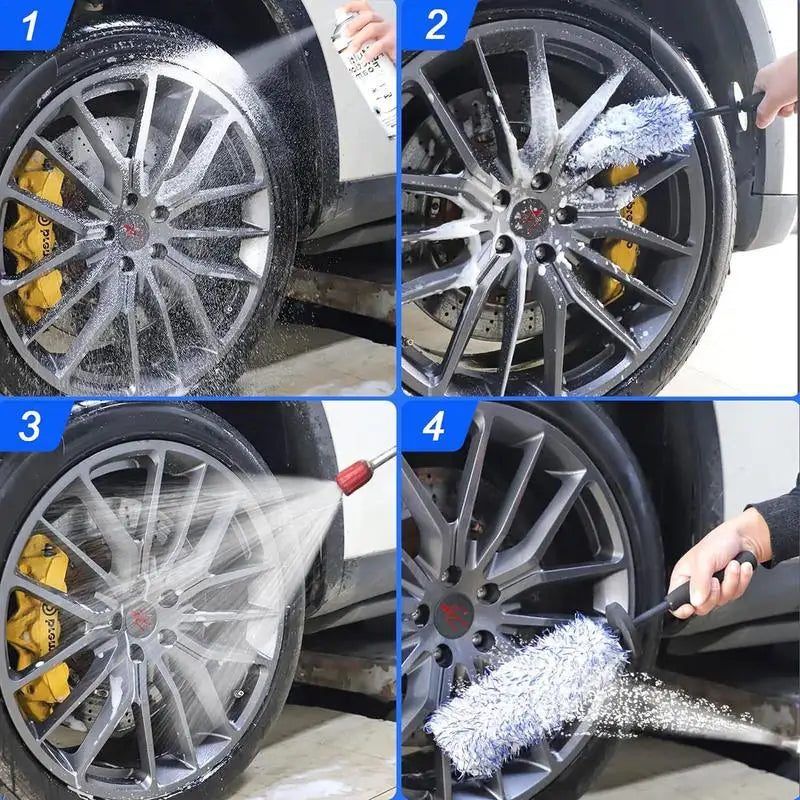 Car Wheel Brush Wheel Rim Brush Car Tire Brush Wheel Brush Set for Car Detailing Microfiber Car Washtruck Wheels Detailing Brush