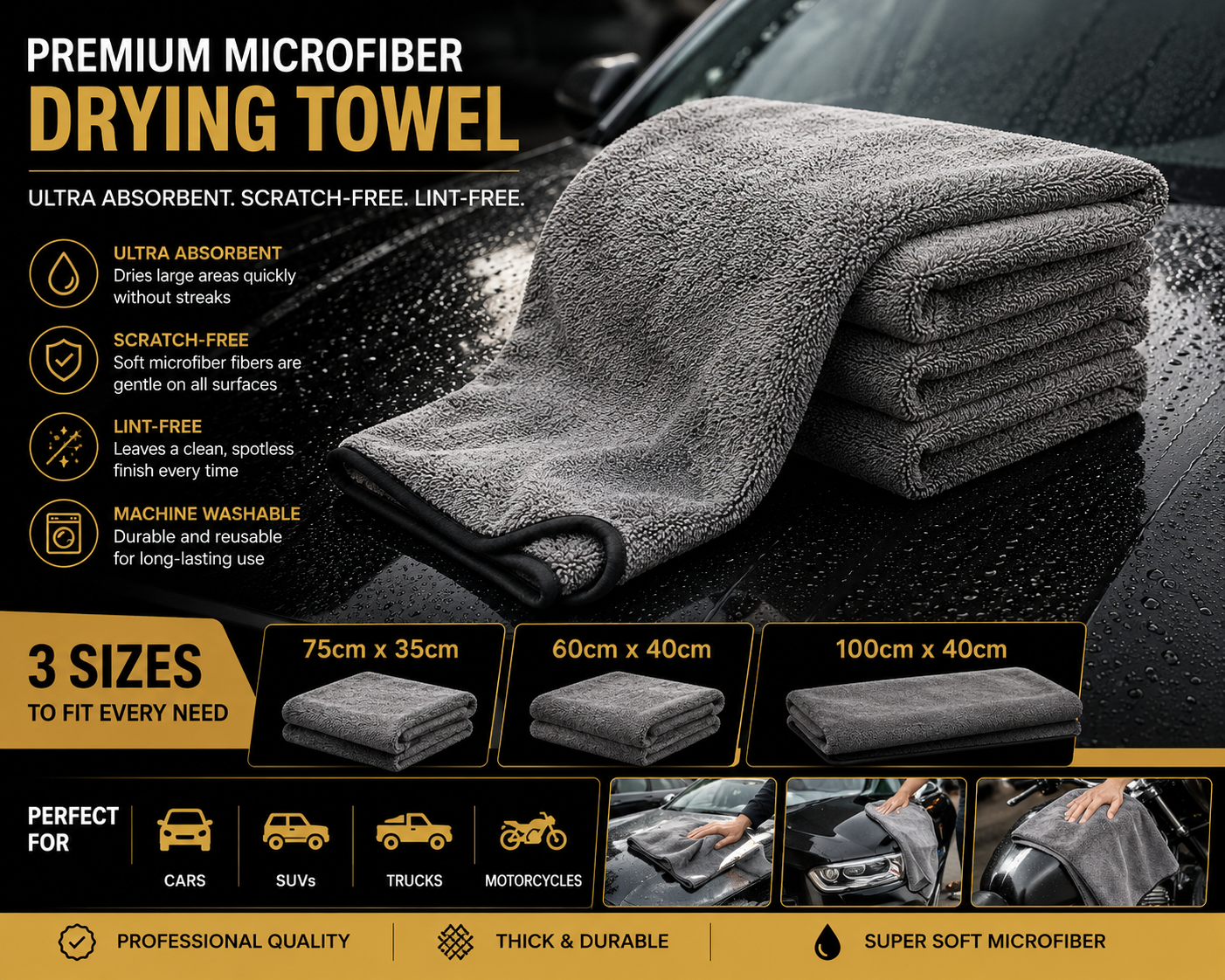 Premium Microfiber Car Drying Towel