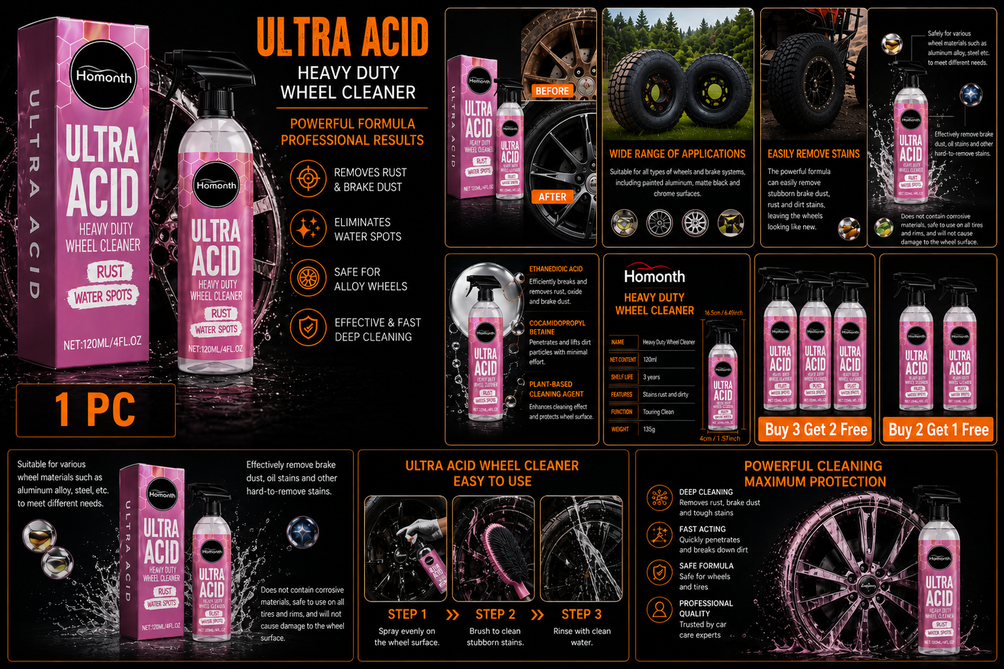 Heavy Duty Wheel Cleaner – Powerful Brake Dust & Dirt Remover