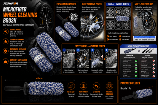 Premium Microfiber Wheel Brush – Scratch-Free Rim & Tire Cleaning Brush