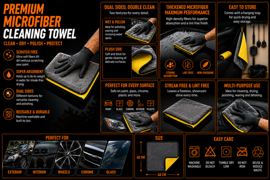 Premium Thick Microfiber Drying Towel – Ultra Absorbent Car Detailing Cloth