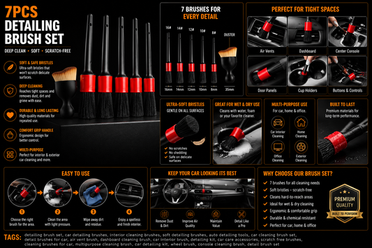 6-Piece Car Detailing Brush Set