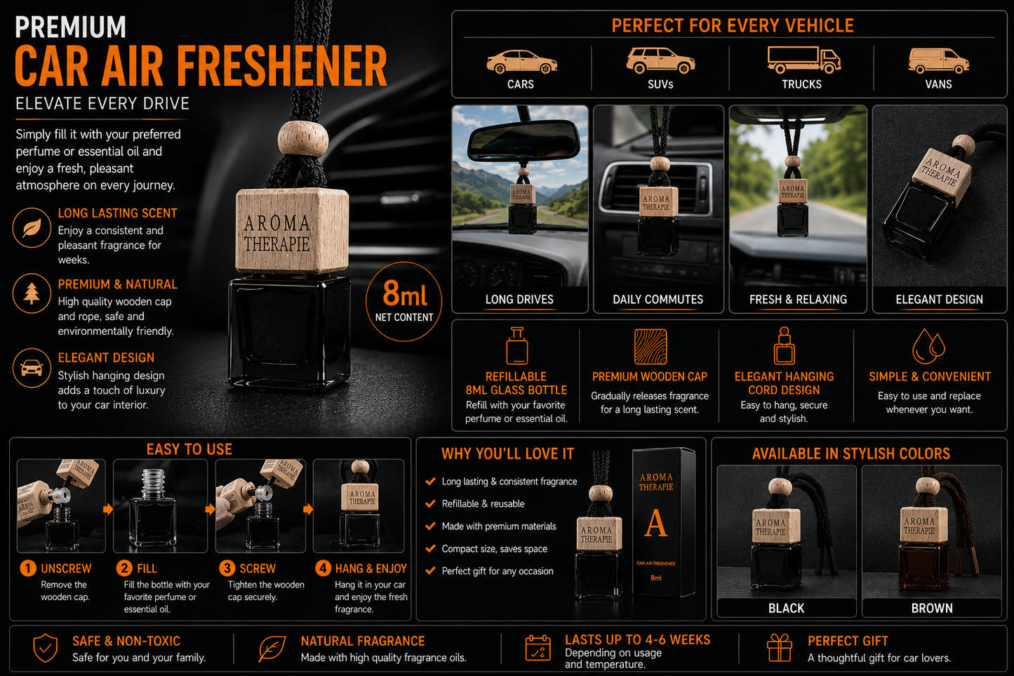 Luxury Hanging Car Air Freshener Diffuser