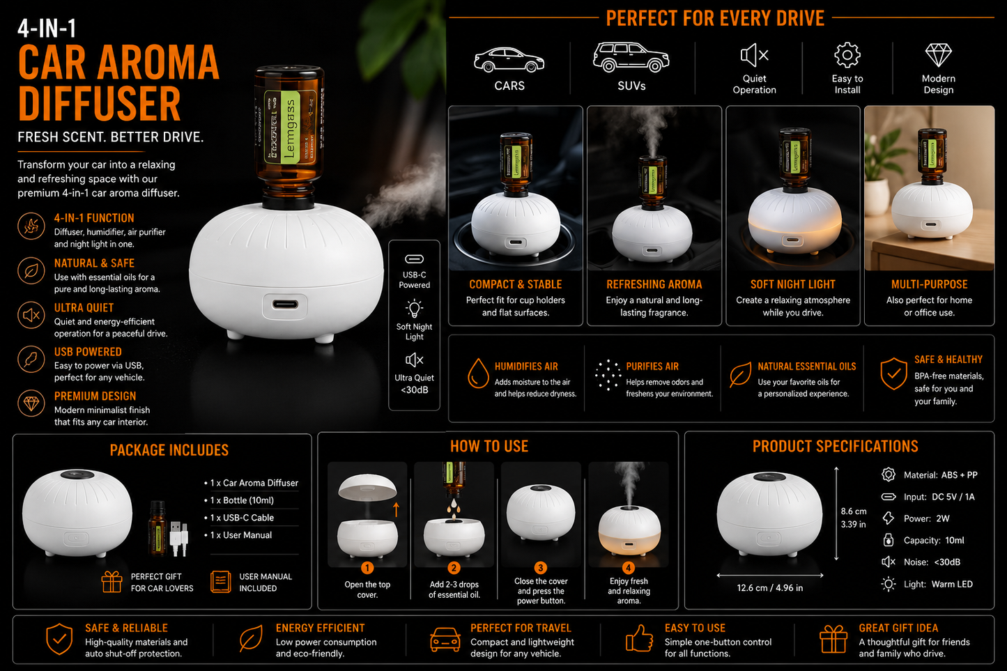 Mini Smart Car Aroma Diffuser