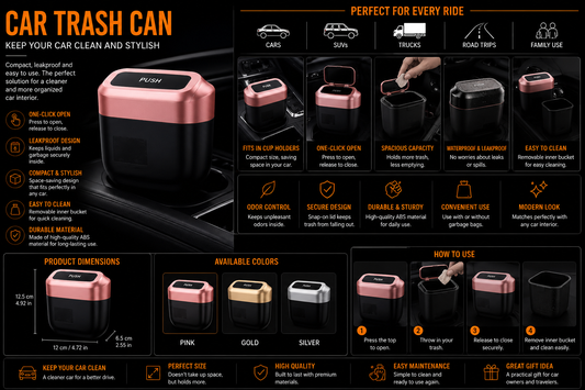 Premium Car Trash Bin with Lid