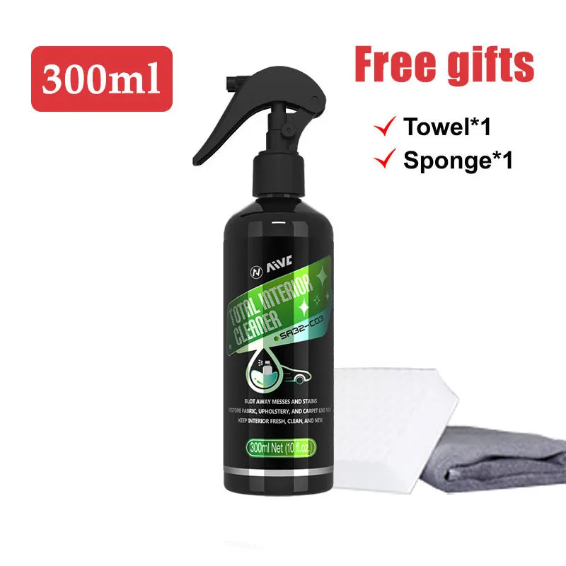Car Interior Cleaner  Leather Fabric Roof Cleaning Washing-Free Safety Belt Cleaner Powerful Stain Removal Auto Detailing