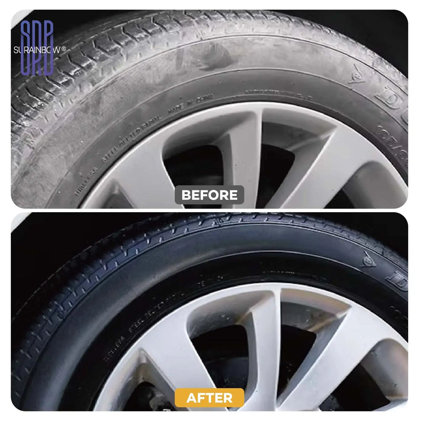 Car Tire Shine Gel and Conditioner, Oil Based Tire Gel, SIO2 & Black Dye Infused,No Sling Formula. Enhances Tires Color & Finish