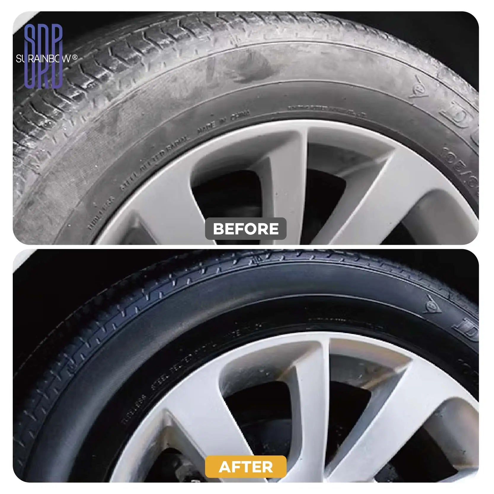 Car Tire Shine Gel and Conditioner, Oil Based Tire Gel, SIO2 & Black Dye Infused,No Sling Formula. Enhances Tires Color & Finish