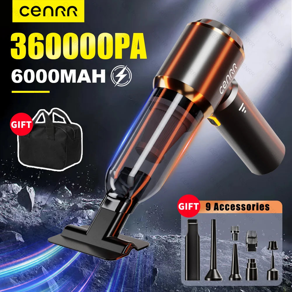 360000PA Powerful Vacuum Cleaner Mini Cordless Portable Car Vacuum Cleaner for Home Appliance Handheld Blower Car Cleaner