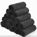 Black microfiber car towels pack